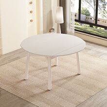 北欧岩板餐桌家用小户型奶油风钢化玻璃2023年新款可伸缩折叠方圆