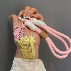 含金足金20mg薯条创意挂饰爆款卡通批发手机挂钥匙扣车挂件labubu