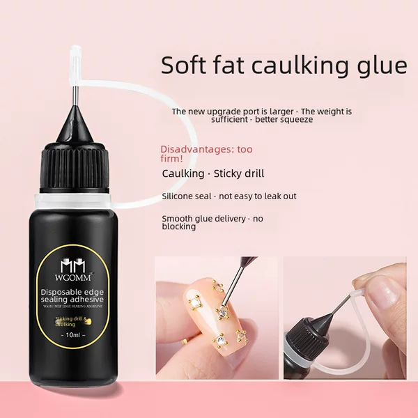 Cross-border soft fat man edge sealing glue nail art sealing glue wash-free sticky Diamond glue large diamond zircon Diamond pile Diamond sewing glue wholesale