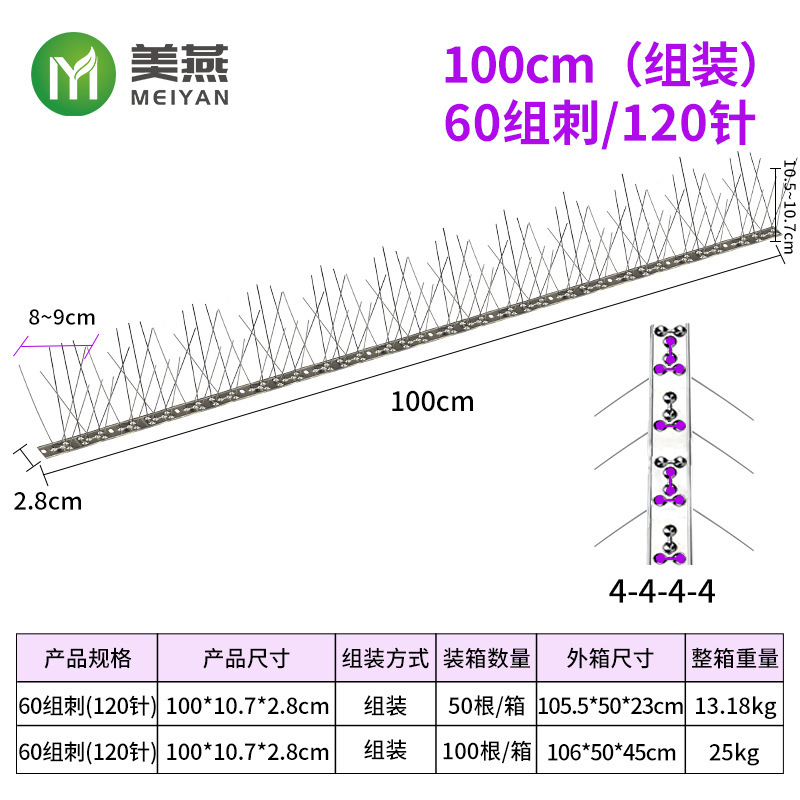 304全ステンレス防鳥刺防猫防登刺電力25cm 33cm 50cm 100cmステンレス防鳥刺|undefined