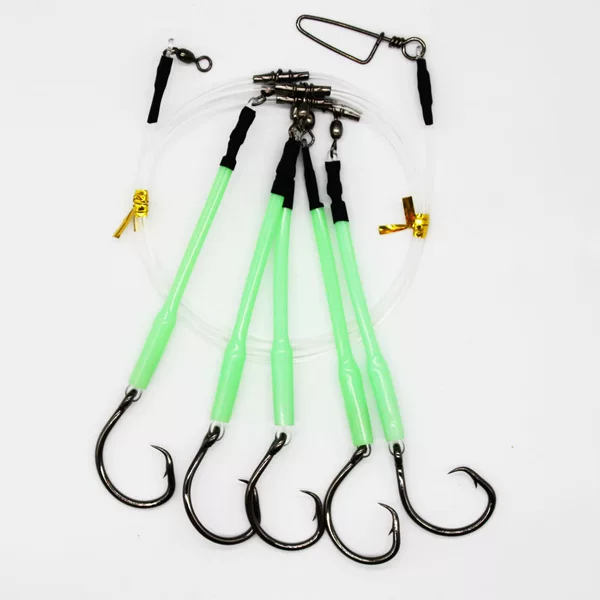 Cross-Border Shark Hook Fishing Set with 5 Hooks for Tuna Sea Fishing, High Carbon Steel Fishhook Set with Barbed Hooks, Giant Sea Fishing Set