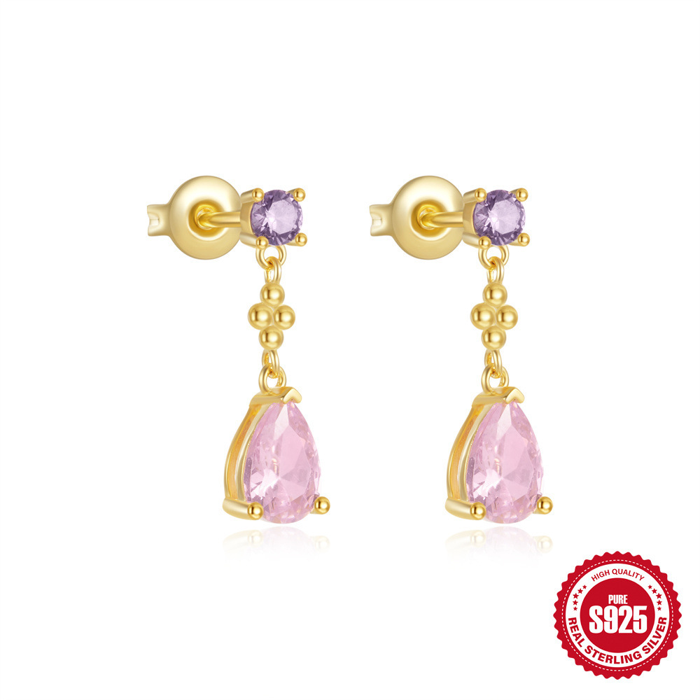 Pendientes de lazo de aceite de goteo de viento de niña de nuevo estilo de verano Pendientes de plata de ley s925 de moda simple para mujer