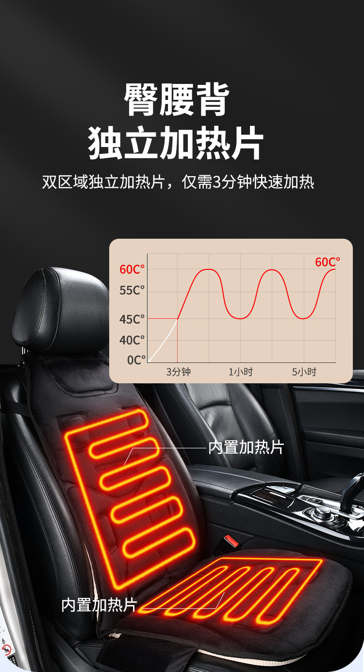 Cross-Border Car-Mounted Electric Massage Cushion Neck Shoulder Waist Back Massager Heated Massage Car Seat Cushion