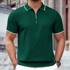 欧米の外国貿易のメンズアマゾンの夏の新型のファスナーのニットのカジュアルなビジネスのpoloシャツの男性のsy0043