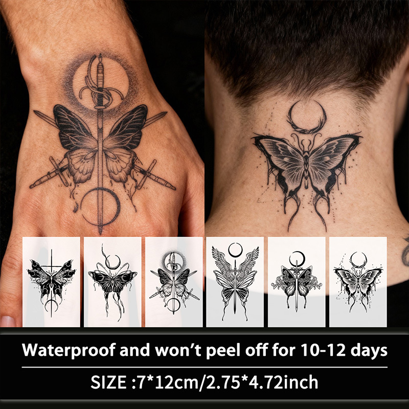 Temu's Popular Moon Butterfly Herbal Tattoo Stickers Are Long-Lasting, Waterproof, Geometric Butterfly Fake Tattoos for Girls on Arms and Legs Temu's Popular Moon Butterfly Herbal Tattoo Stickers Are Long-Lasting, Waterproof, Geometric Butterfly Fake Tattoos for Girls on Arms and Legs