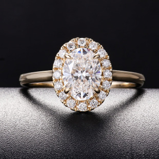 1 karat 18k Platinum Oval Pigeon Egg-Shaped Cultivation Diamond Ring Shaped by Broken Diamond Encircled Large Engagement Proposal Ring