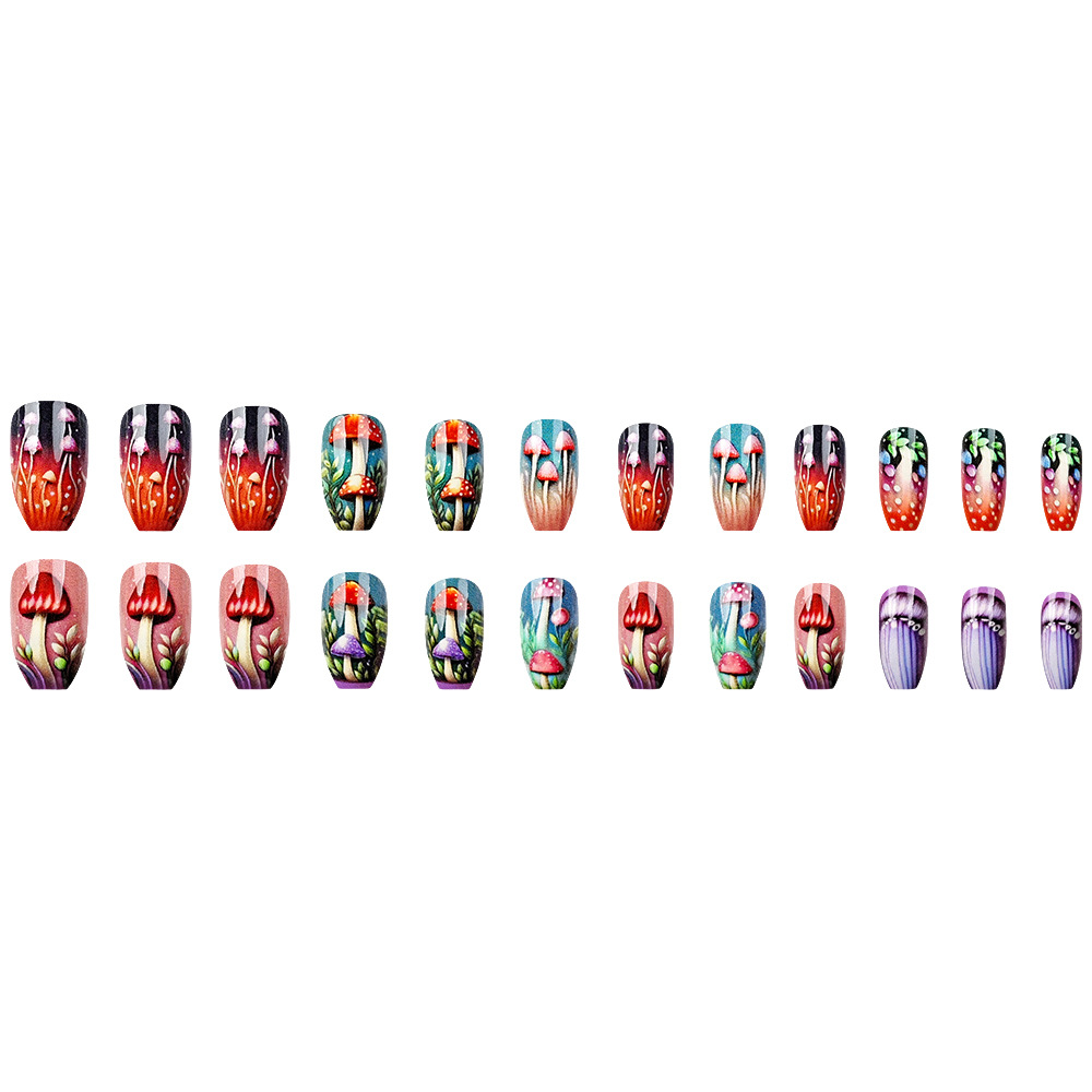 El color fantasma gradiente hongos de uñas de uso comercio exterior 24 piezas de chicas calientes, uñas de ballet, uñas falsas, lotes mixtos en stock