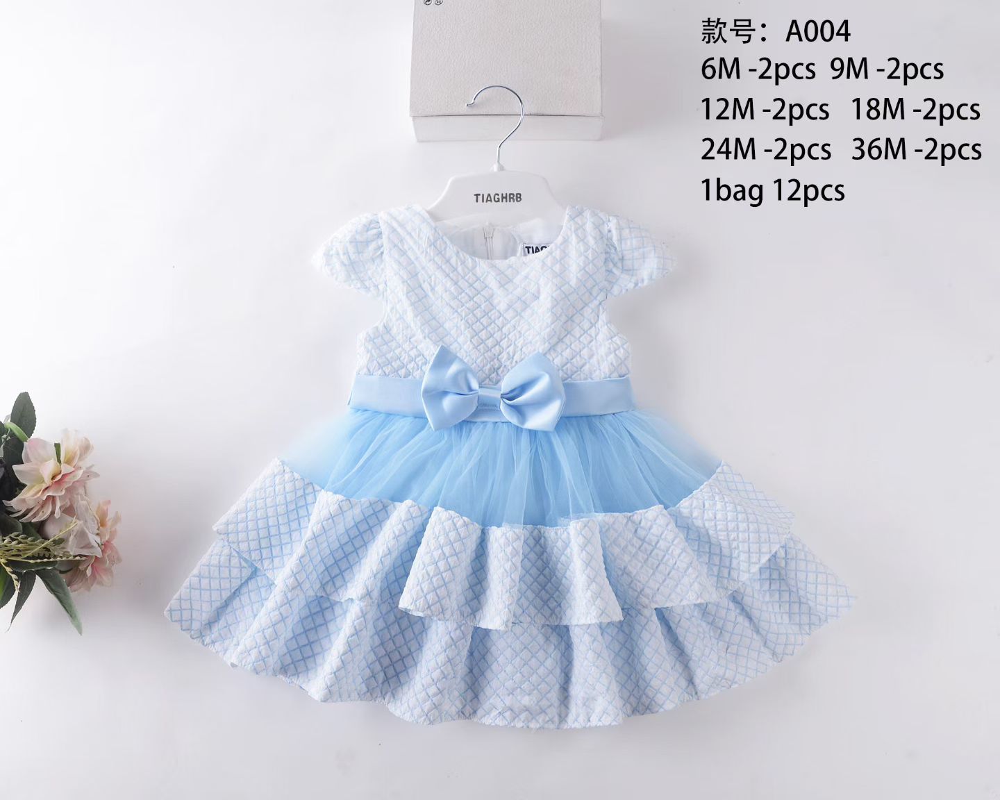 Vestido de Princesa para Bebé de Algodón y Malla, Plisado, Con Lazo image 6