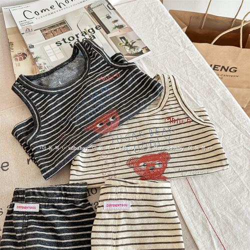 2024 Korean children's clothing summer new Korean style two-piece set girls' sleeveless vest + shorts 123301