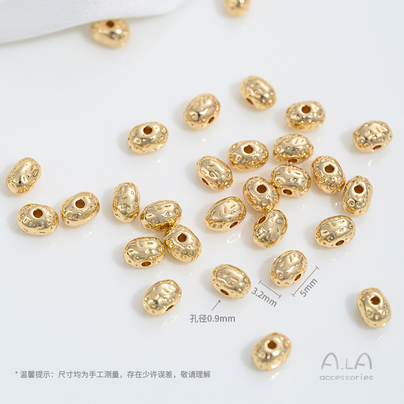 強保色14k包金不規則石珠異形隔珠毛コイルパイナップル結着片diyアクセサリー部品|undefined
