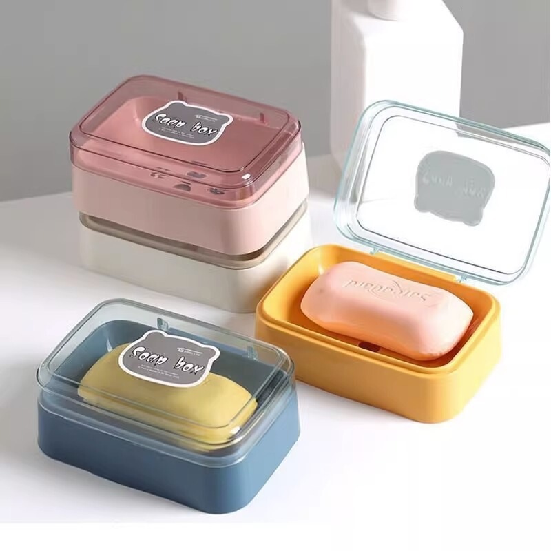 Flip-Top Portable Soap Box with Lid for Draining Water, Creative Perforated Design for Student Dormitories, Household Bathroom, and Laundry Soap Holder Flip-Top Portable Soap Box with Lid for Draining Water, Creative Perforated Design for Student Dormitories, Household Bathroom, and Laundry Soap Holder