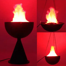 仿真火盆火焰灯万圣节装饰道具火炉壁炉手提塑料南瓜灯七彩蜡烛台