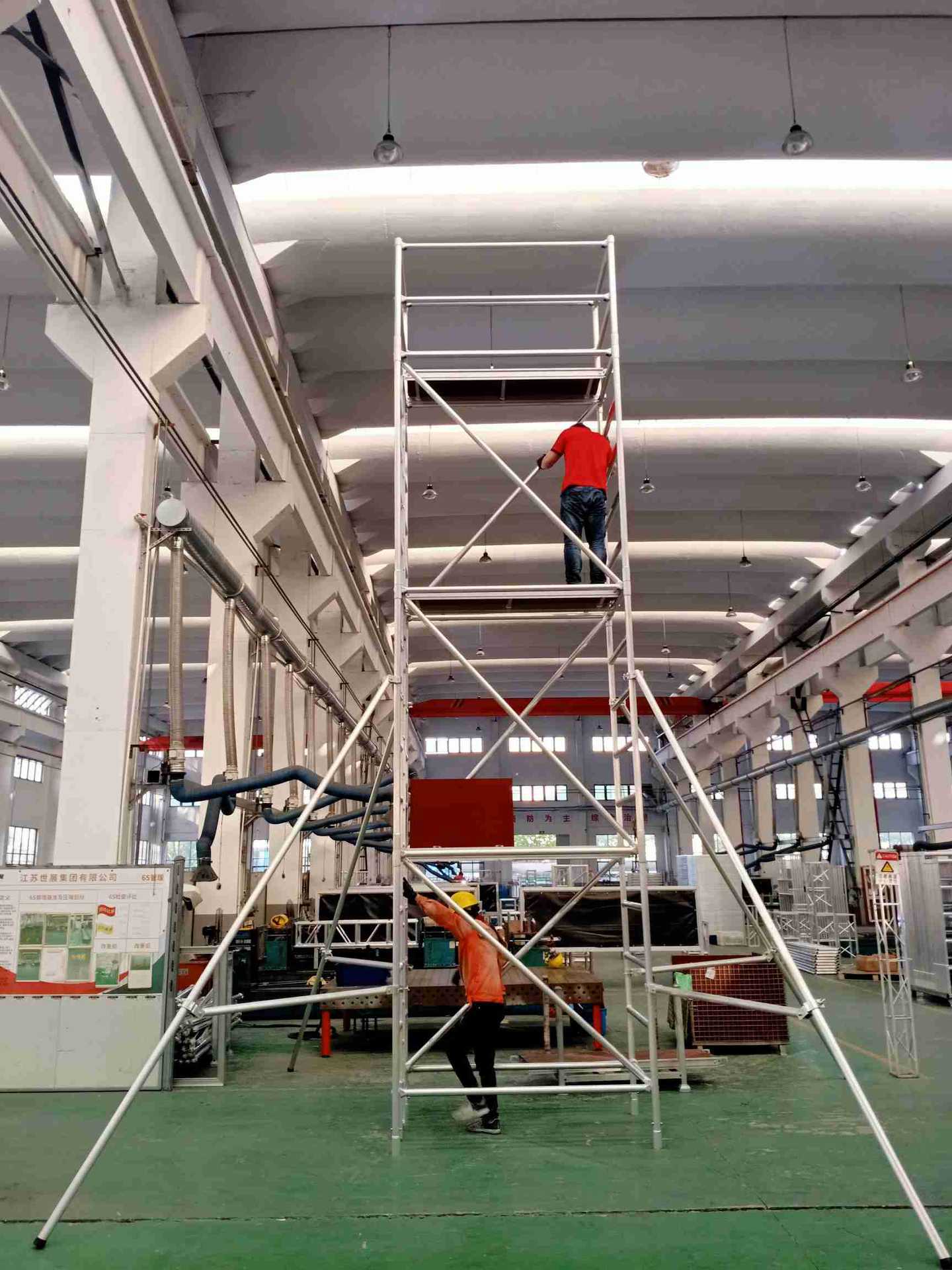 外贸创笙悬梯脚手架 铝合金带踢脚板工地产地货源快速安装脚手架