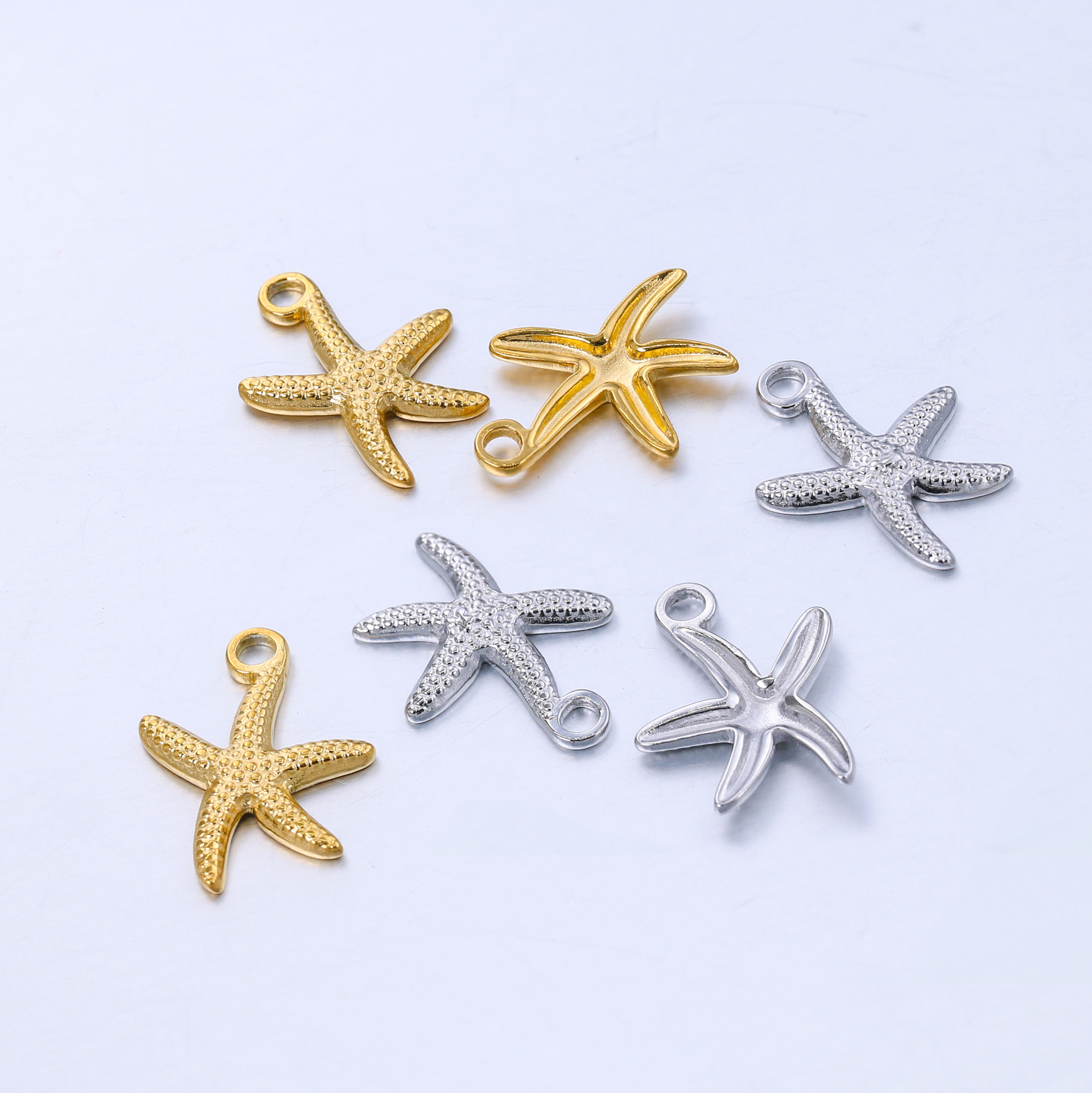DIY Jewelry Accessories Classification A Pack Of 3 18*14mm 304 Stainless Steel Starfish Polished Pendant