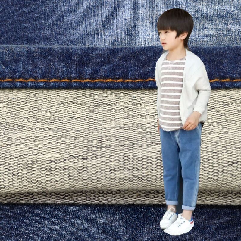 Knitted Denim fabric washable knitted Denim fabric plain Terry bottom sweater winter style fabric