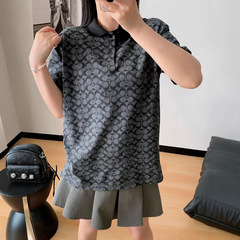 カルダモンの新しい男性poloシャツの古典的な古い花がいっぱいになって、ゆったりしたカジュアルな男女が一緒になって、綿のtシャツをめくっています