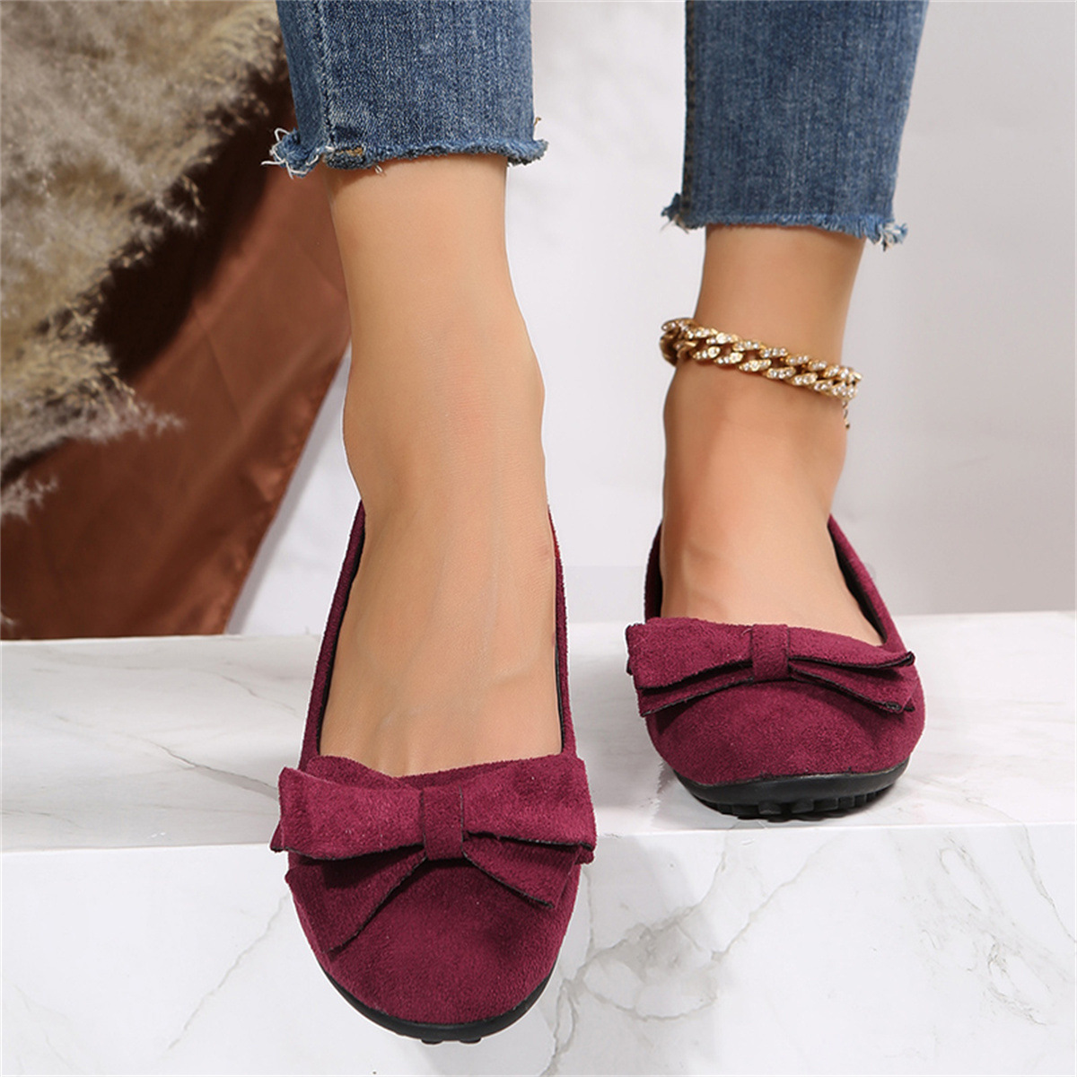 Women's Vintage Style Solid Color Round Toe Flats display picture 2