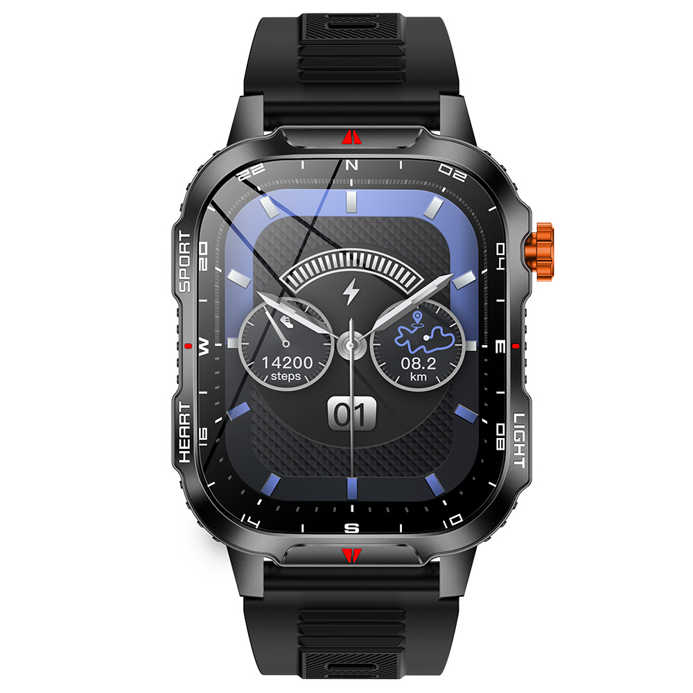 Montre connectée étanche avec batterie haute capacité de 1100 mA, podomètre, fréquence cardiaque et fonction Bluetooth, idéale pour le sport et les appels._voghion.com