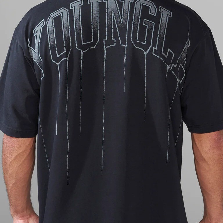 Youngla Men's Oversized T-Shirt Cotton Round Neck Loose Short-Sleeved Gym Sports Fitness T-Shirt 240 Fabric