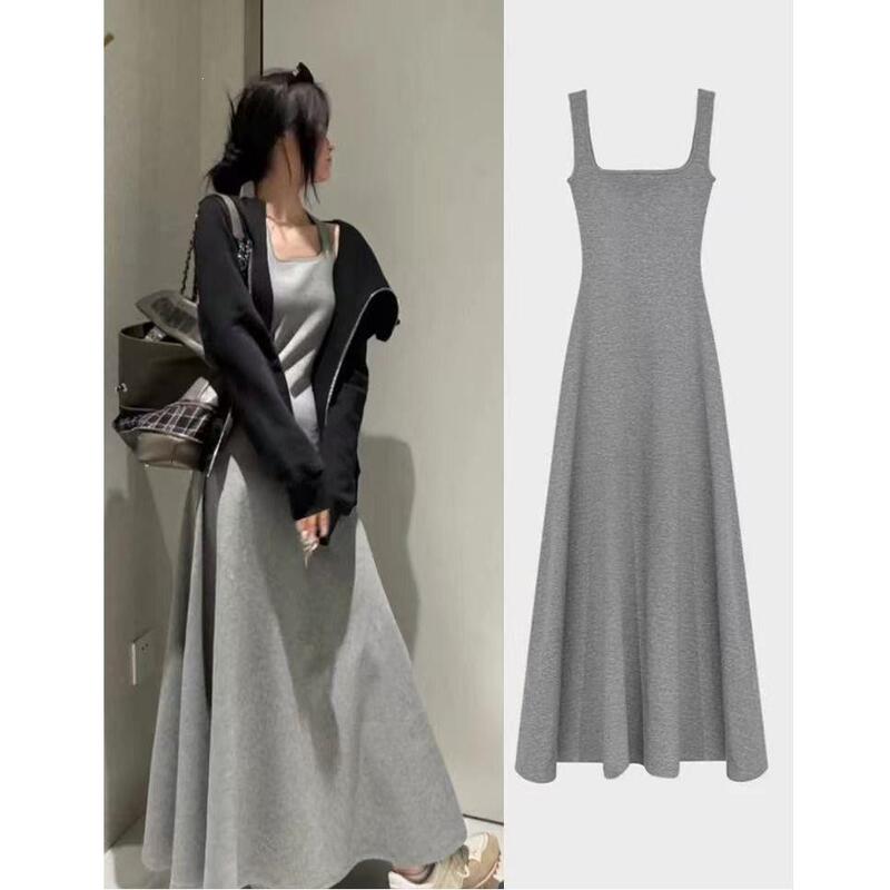 Modal Summer Square-Neck Plus-Size Camisole Dress, Loose Fit, Suitable for Layering or Wearing Alone, Sleeveless, Over-The-Knee Long Dress Modal Summer Square-Neck Plus-Size Camisole Dress, Loose Fit, Suitable for Layering or Wearing Alone, Sleeveless, Over-The-Knee Long Dress