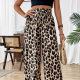 European and American 2025 Cross-border New Leopard Print Casual Pants Women's Amazon Straight Pants Trendy Wide-leg Long Pants