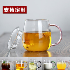 Glass water cup, simple mushroom cup with lid, heat-resistant glass cup, tea cup, juice cup, milk cup, coffee cup, mug