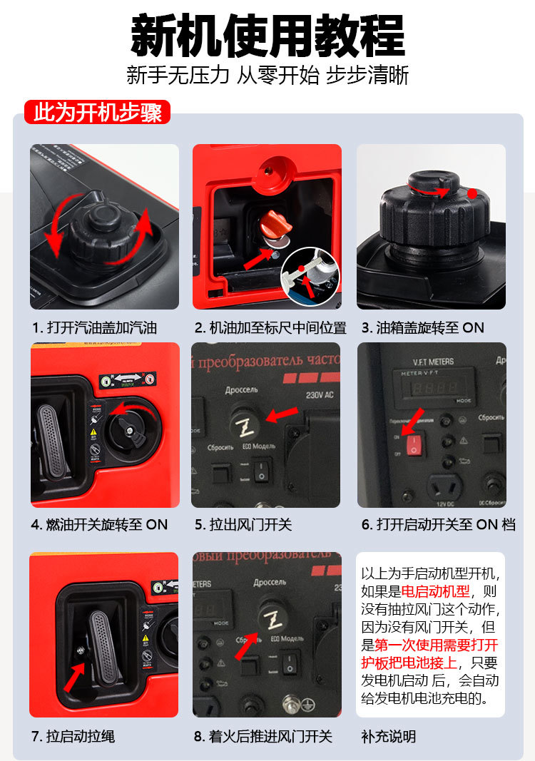 Small gasoline silent inverter generator 4kW 220V for home emergency, travel, camping, can be equipped with wheels and a pull rod