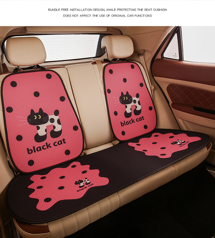 Car Cushion Four Seasons Universal Breathable Summer Cartoon Small Man Waist Main Driver Women's Half Bag Seat Cushion Cover Seat Cushion Ventilated
