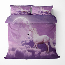 3D数码印花跨境动物马床上用品三件套四件套亚马逊一件代发