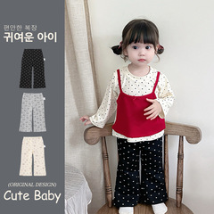 ベビー韓国風プリントパンツ 2025 秋の新スタイル女の子のお出かけパンツ西洋スタイル春と秋のベルボトム 5508