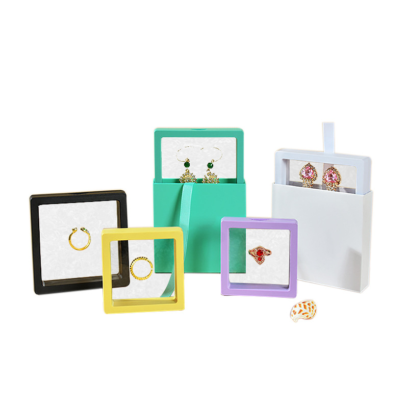 悬浮薄膜珠宝饰品收纳盒PE膜透明盒子防尘收纳戒指展示薄膜盒批发