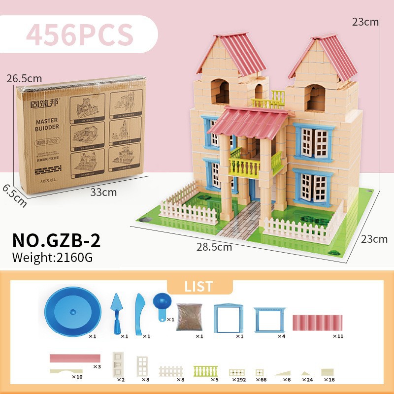 Juguete educativo de simulación para niños, ladrillos de construcción en miniatura, casa ensamblada a mano, modelo de villa para ciencia y educación