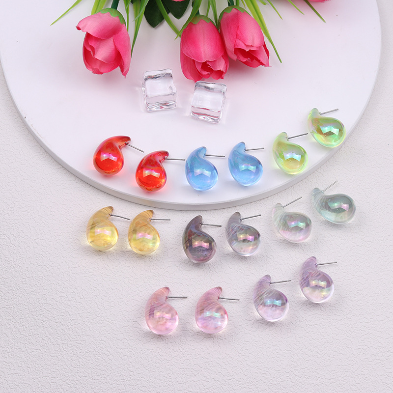 1 Pair IG Style Simple Style Water Droplets Spray Paint Arylic Ear Studs display picture 2