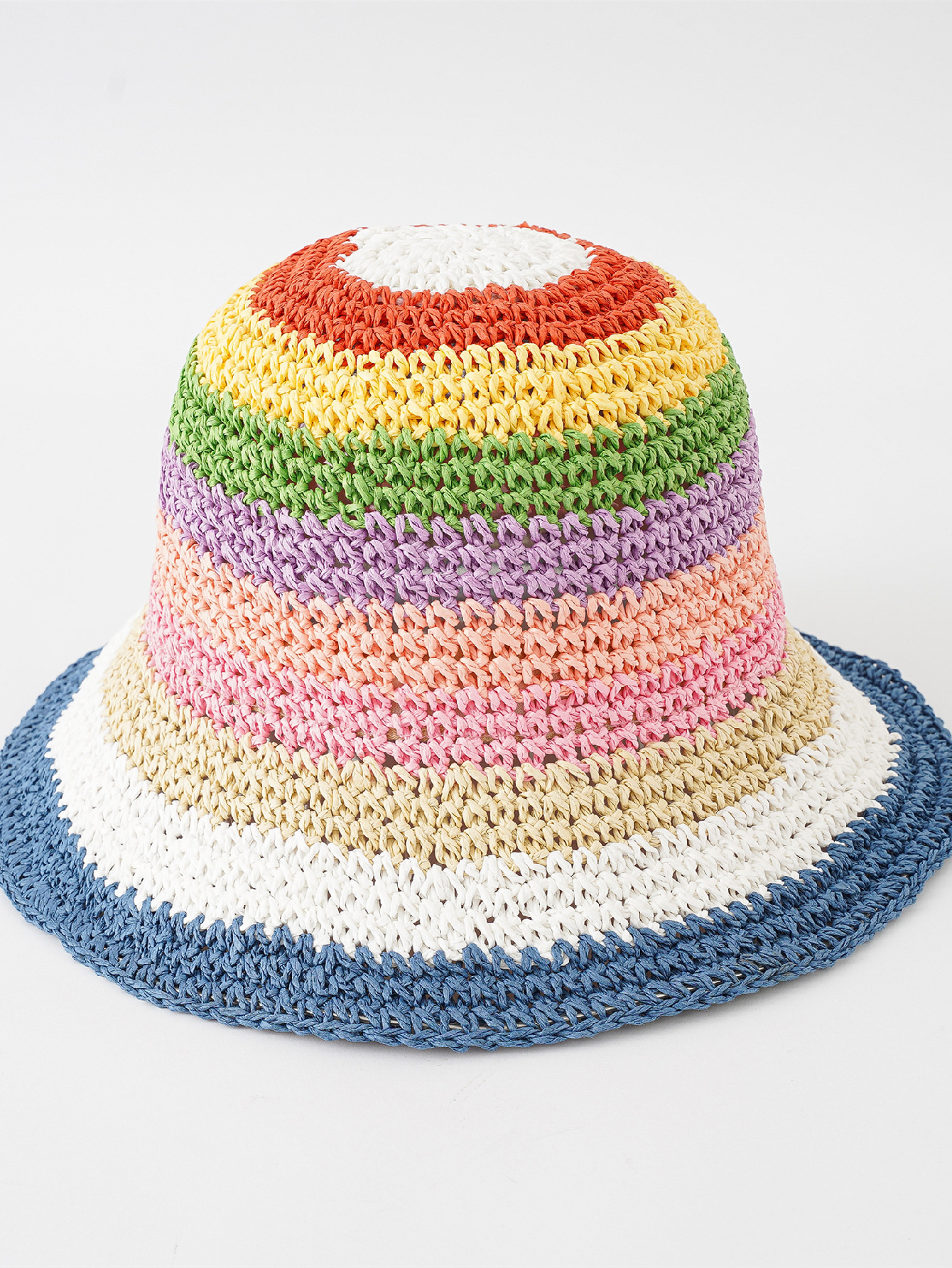 Corea del Sur estilo elegante fresco tejido pescador sombrero Arco Iris verano protección solar sol sombrero playa sombrero