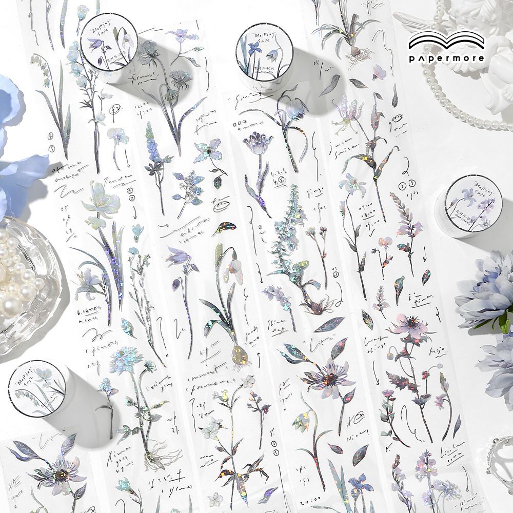 PaperMorePET Shell Light Cinta flor secuencia ins viento pequeña flor fresca bricolaje collage cinta de cuenta