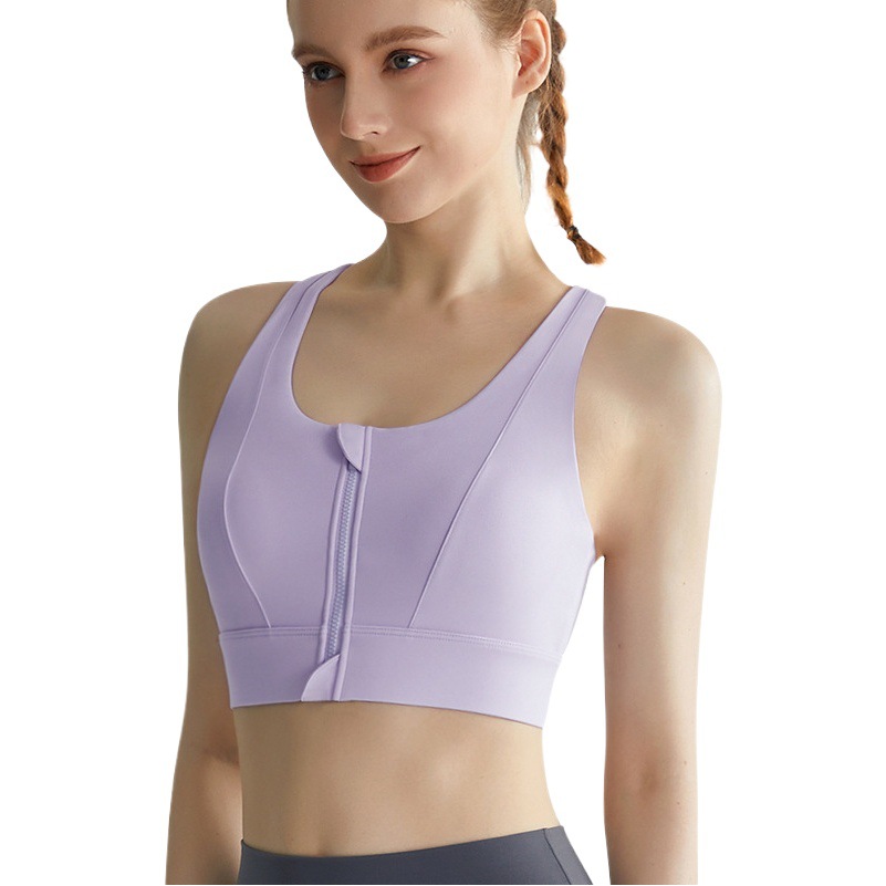 Weiman-Sujetador deportivo con cremallera frontal, chaleco deportivo de yoga de tela de Lycra push-up todo en uno para correr a prueba de golpes con almohadilla para el pecho