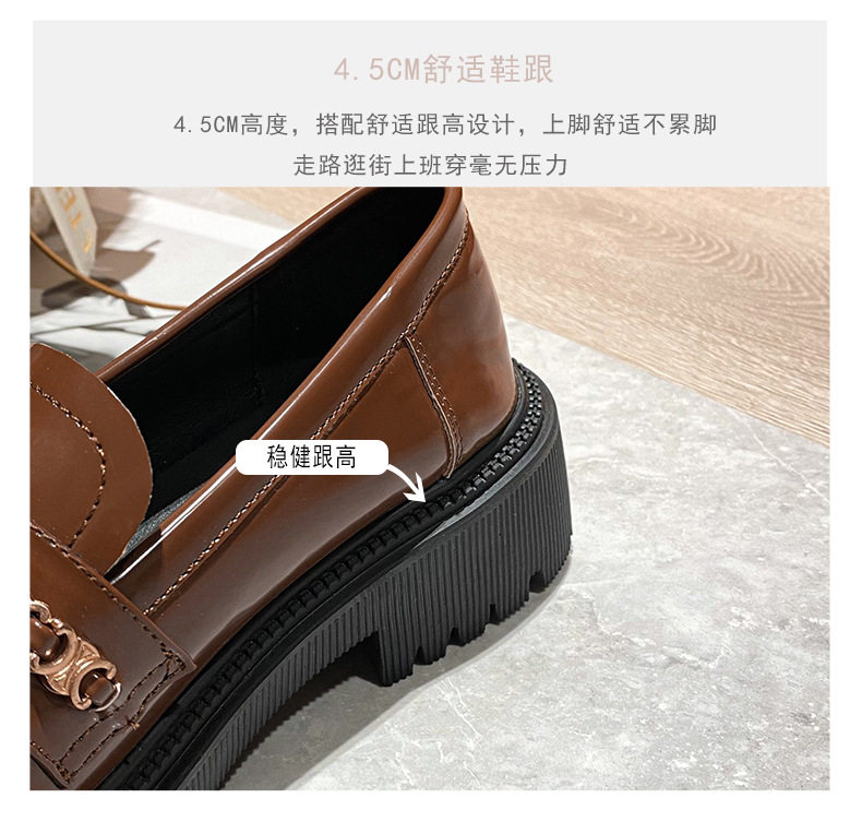 Giày lười nữ mũi tròn đế dày gót 3–5 cm — Màu nâu, Màu đen chi tiết 10
