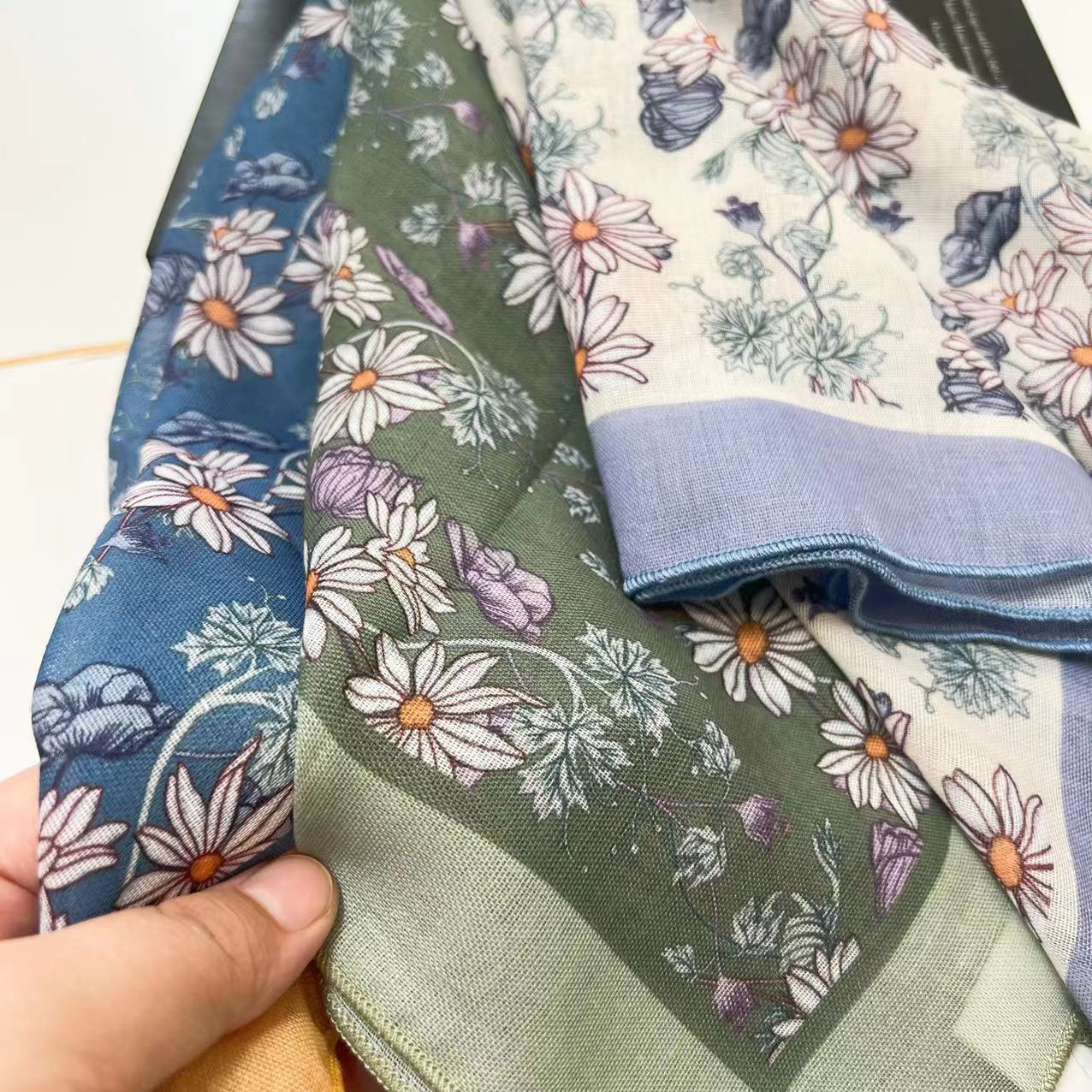 60g Weight Kerchief Classification Daily Occasion cotton and linen Material Flower Pattern Summer Season Women's Gender IG Style Style Women's IG Style Flower Cotton And Linen Kerchief 88