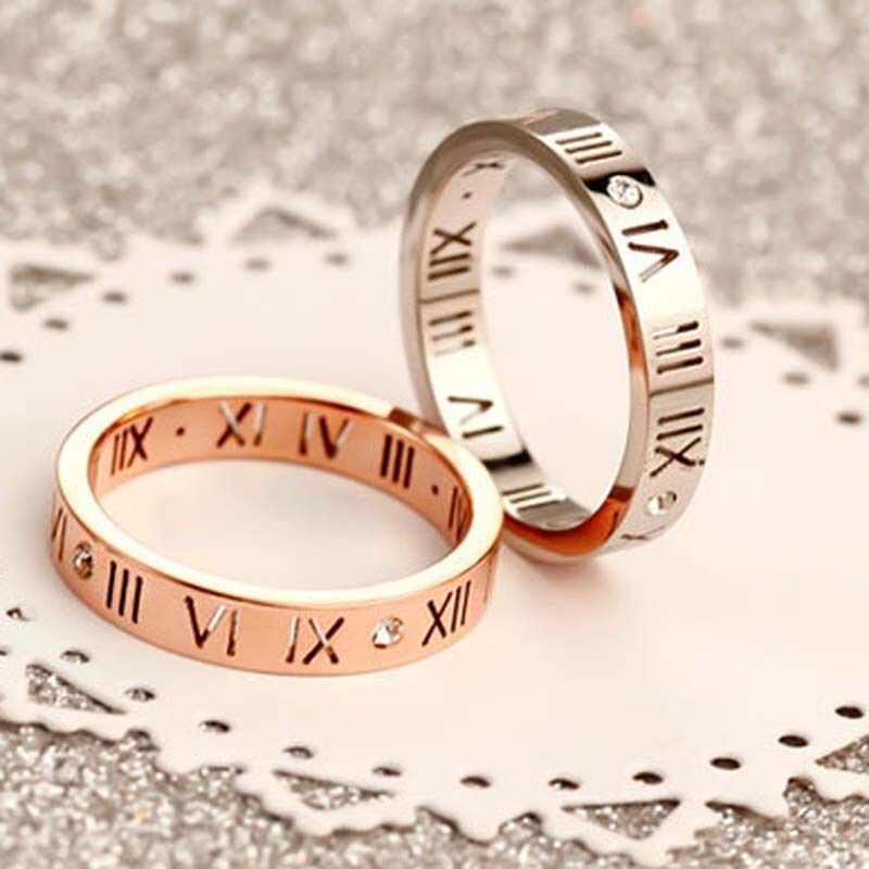 Live Broadcast Hot-Selling Fashionable Roman Ring for Women Rose Gold Couple Hollow Ring Titanium Steel Non-Fading Hollow Ring