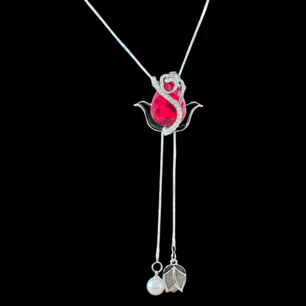 3. Silver-plated oil-painted red tulips