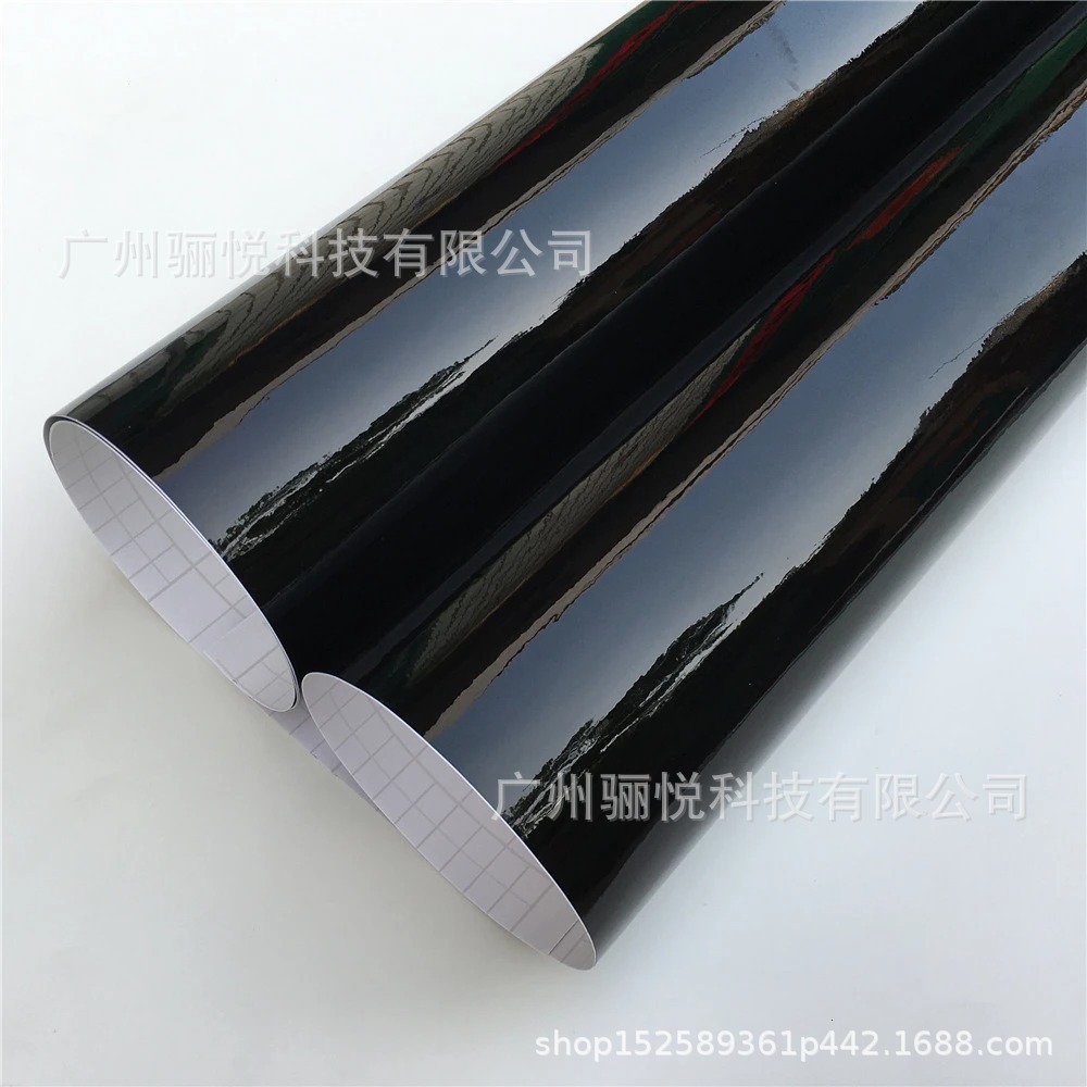 Piano negro brillante espejo retrovisor película brillante Negro autoadhesivo vinilo pegatina sin burbujas ventana del coche decorativo espejo película