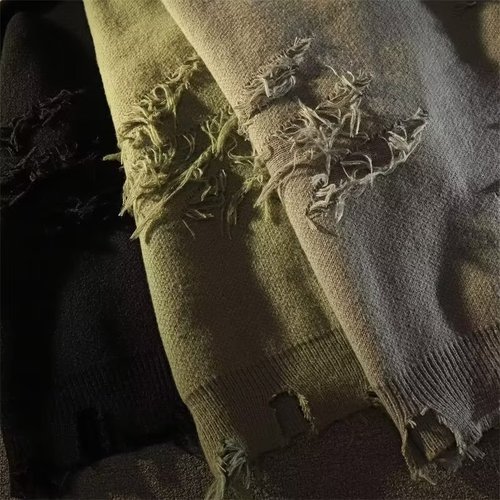 Vintage American High Street Ripped Sweater for Men and Women, Autumn and Winter, Instagram Casual Style, High-End Design Sense, Niche Knitwear