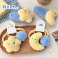 新商品の可愛い乳黄星の月の髪は紐の毛の絨毛のbbを挟んで前髪を挟みます。