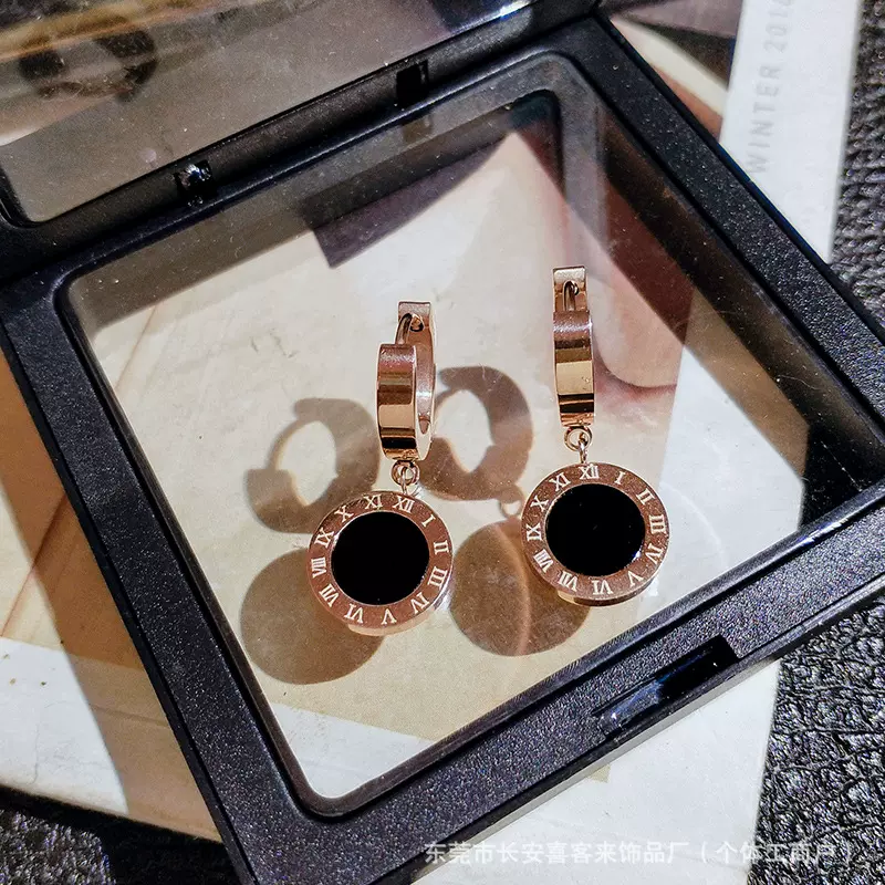圆圈耳环2024新款潮钛钢数字耳坠韩国气质个性网红耳钉女耳饰