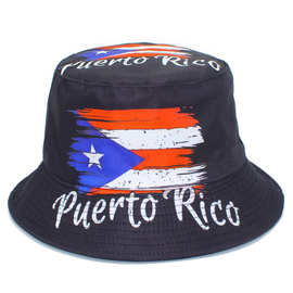 Puerto Rico国旗渔夫帽外贸男女印花双面戴遮阳帽时尚个性防晒帽
