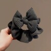 12# gray plaid cotton-filled bow hair tie about 15cm