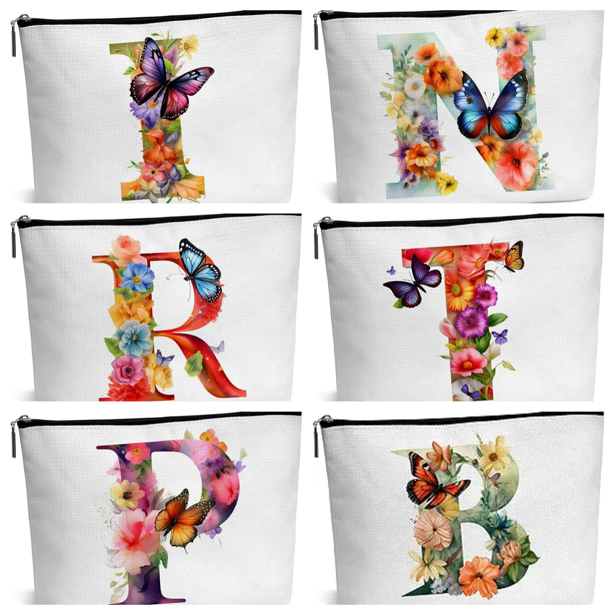 Amazon Cross-border explosiva bolsa de cosméticos para mujer bolsa de almacenamiento de viaje de flores bolsa de letras algodón y lino impresión de doble cara