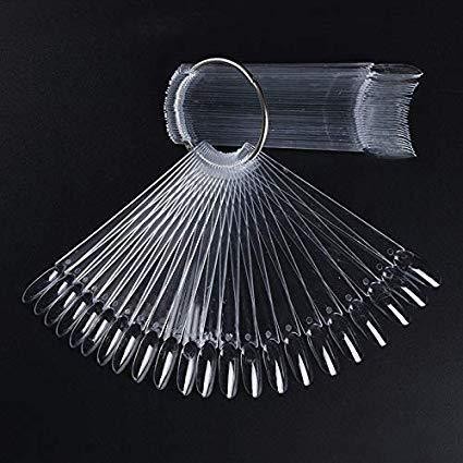 Herramientas de uñas transfronterizas 50 piezas de esmalte de uñas muestra de pegamento de esmalte de uñas, tarjeta de color trapezoidal puntiaguda de cabeza plana, pieza de práctica de uñas