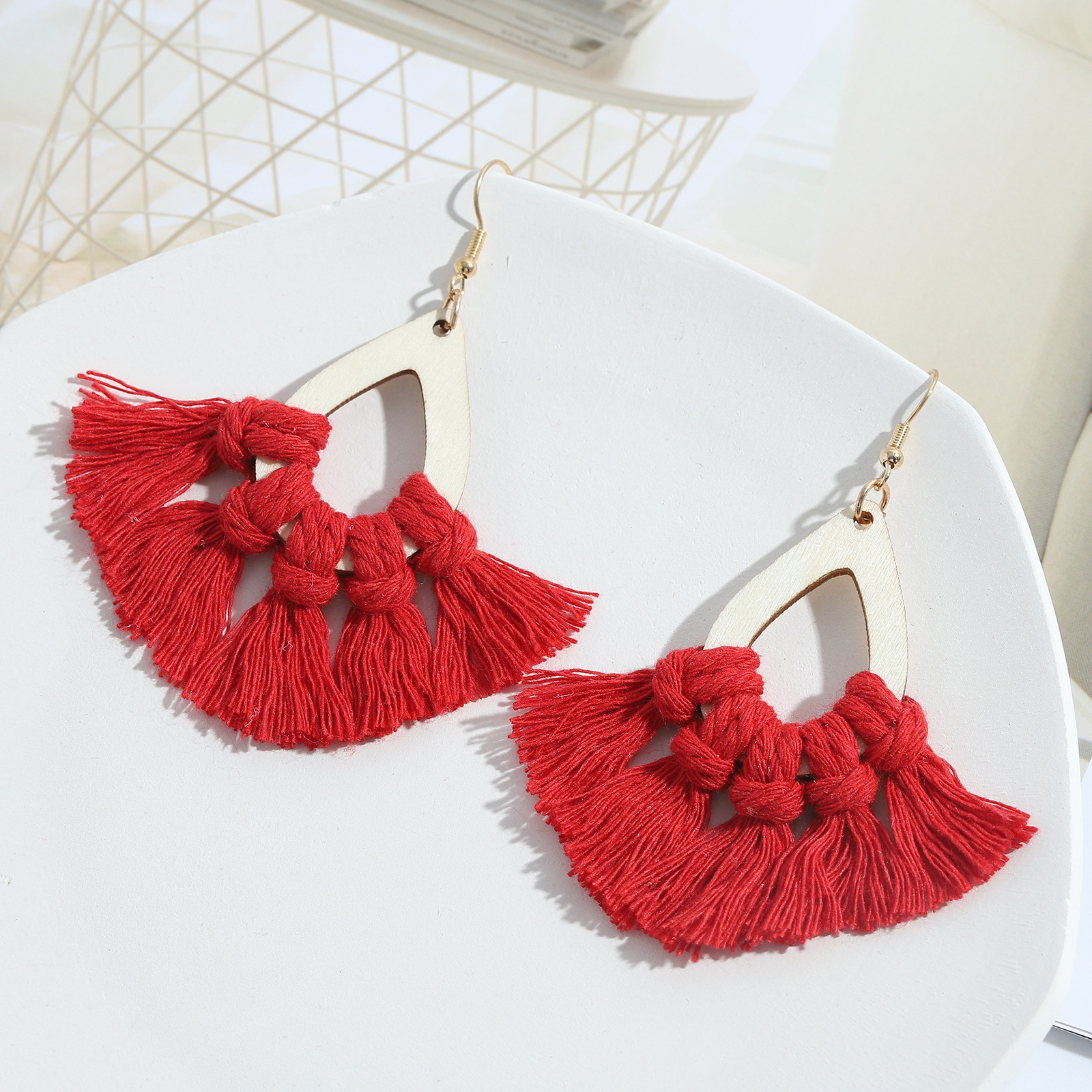 Casual Ethnic Style Geometric Cotton Thread Tassel Women's Drop Earrings 1 Pair display picture 78