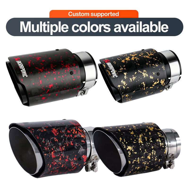 Single outlet carbon fiber stainless steel exhaust pipe tail throat muffler satin carbon fiber silver blue black